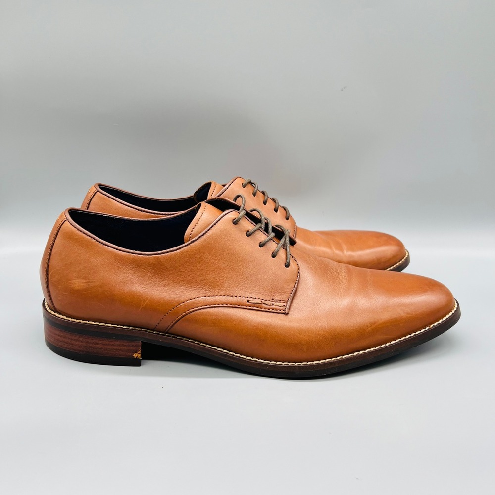 Cole Haan Shoes Mens 10.5 Brown Leather Plain Toe Grand OS Derby Oxford Dress